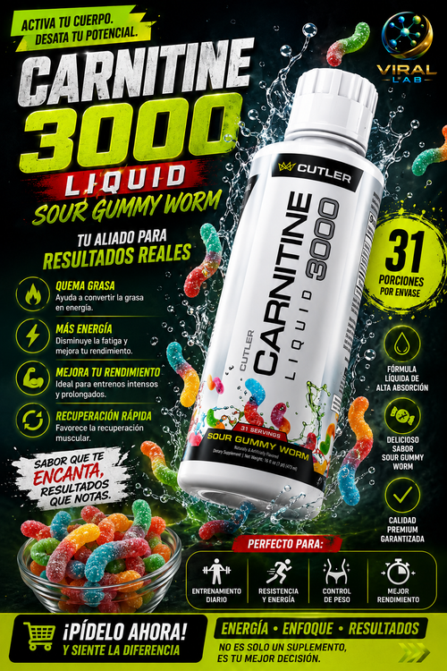 L-Carnitine 3000 Líquida - Vista frontal producto NutriCore