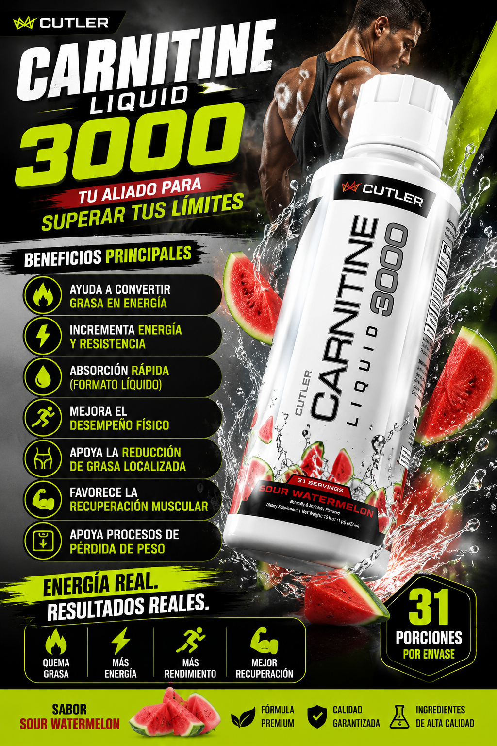Beneficios de la L-Carnitine 3000 - Energía, quema grasa, recuperación