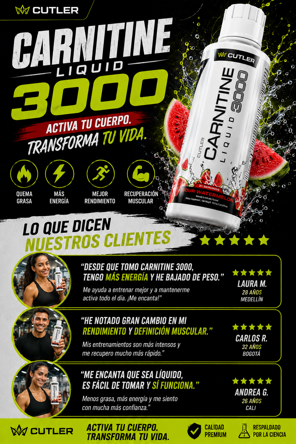 Testimonios reales de clientes L-Carnitine 3000